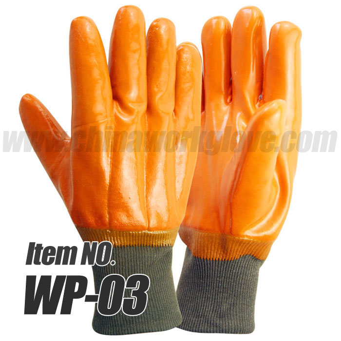 Ice Freeze Cold Storage PVC Glove with,  Knitted Wrist, Foam Insulated Lined, Smooth finish